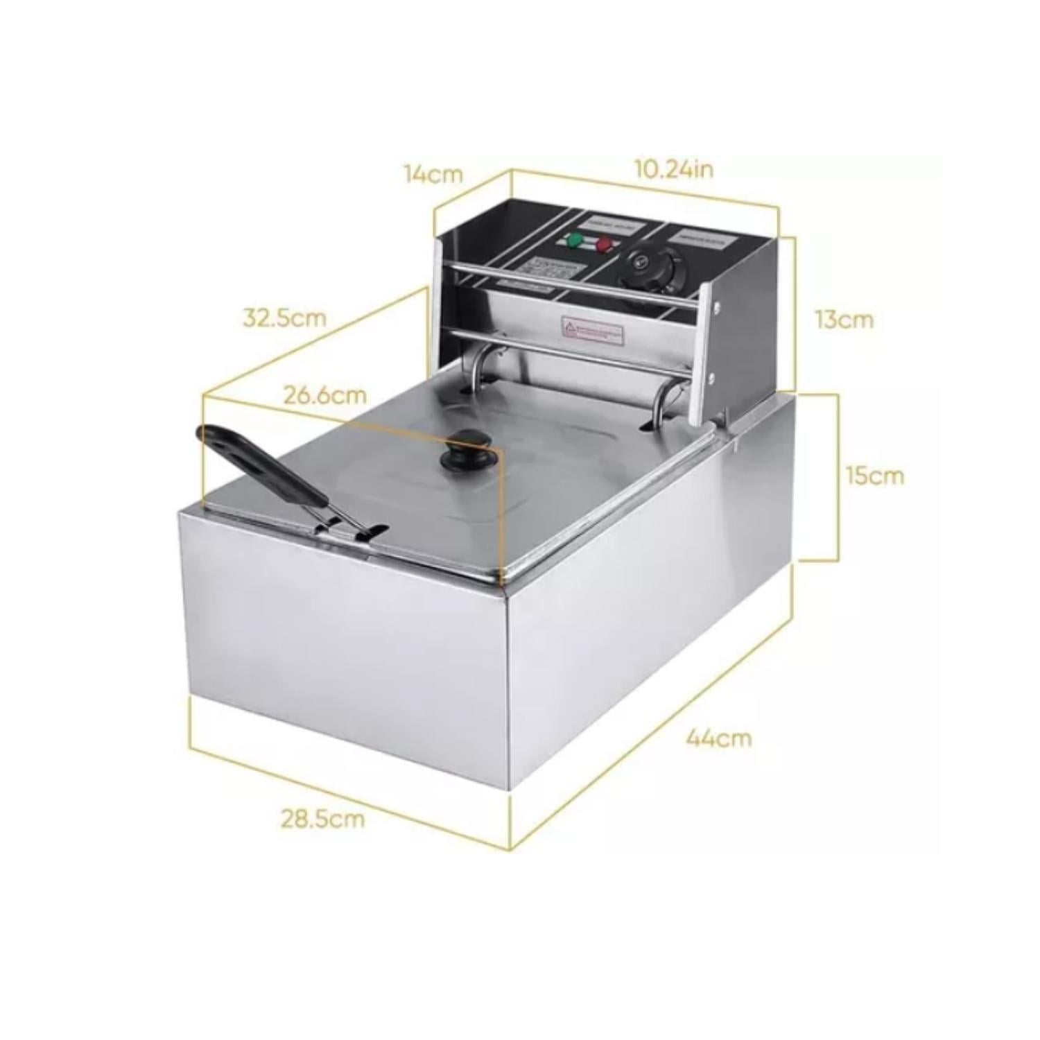 FREIDORA ELÉCTRICA DE ACERO CON TAPA - 1 CANASTO 6 LITROS - 7
