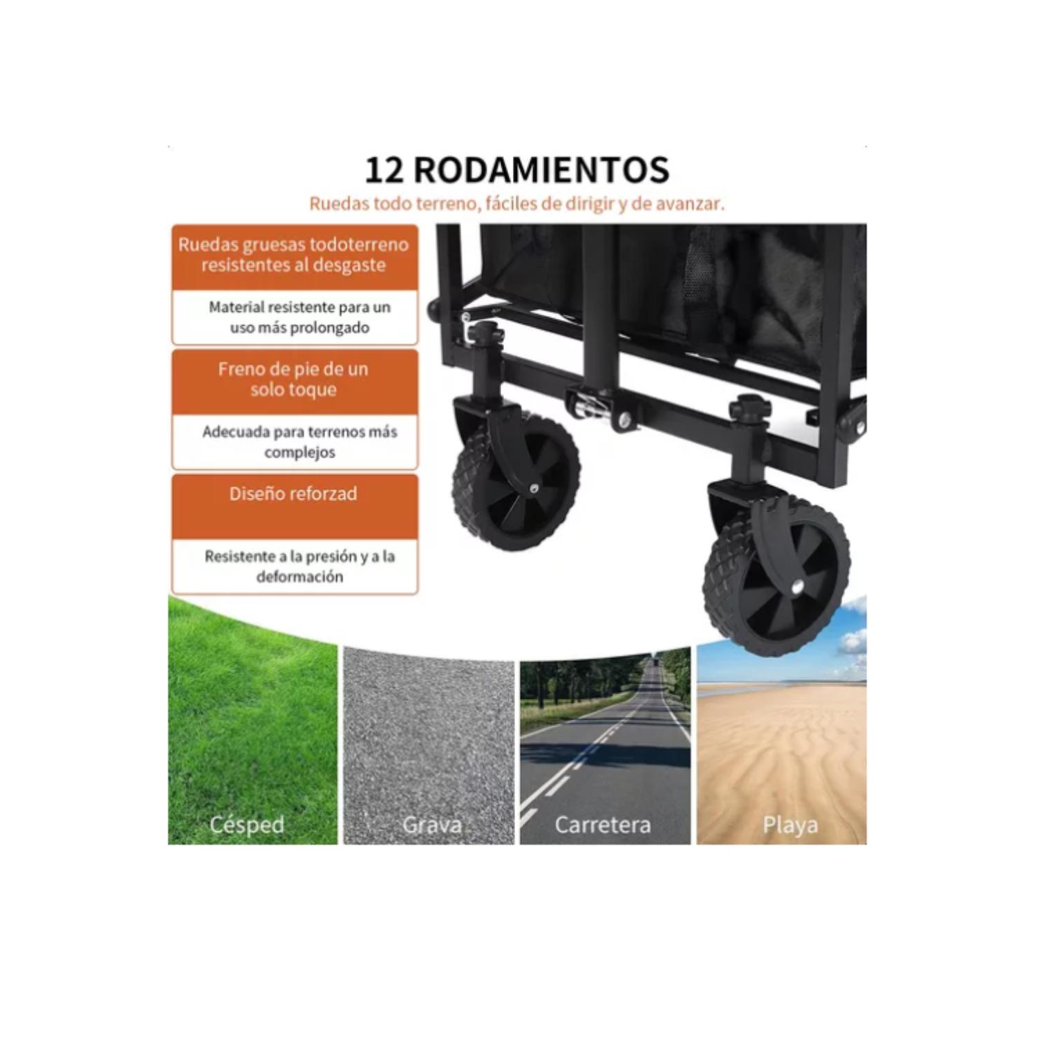 CARRITO ARRASTRE PARA COMPRAS PLEGABLE PARA CAMPING Y PICNIC - 4