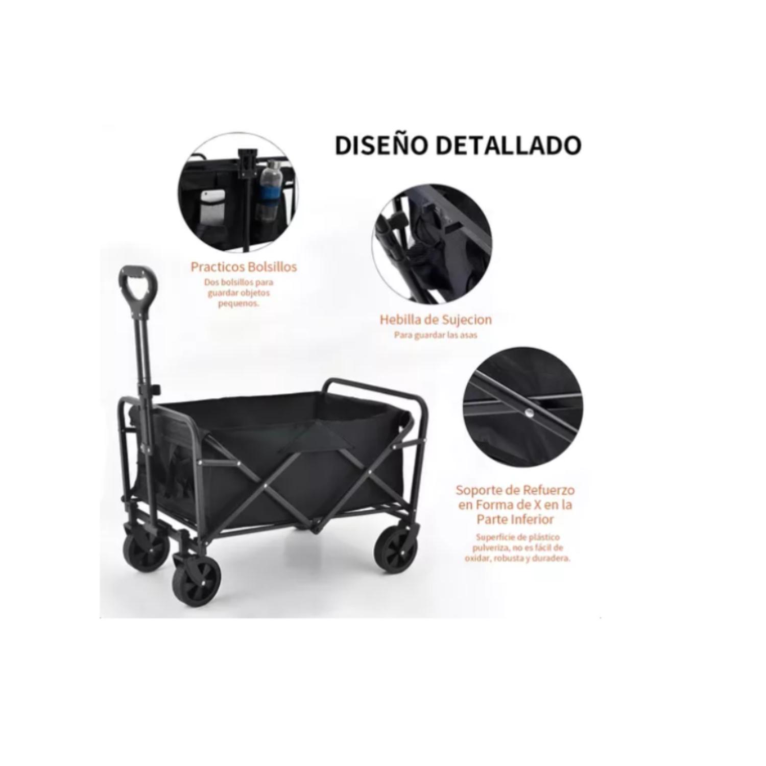 CARRITO ARRASTRE PARA COMPRAS PLEGABLE PARA CAMPING Y PICNIC - 5