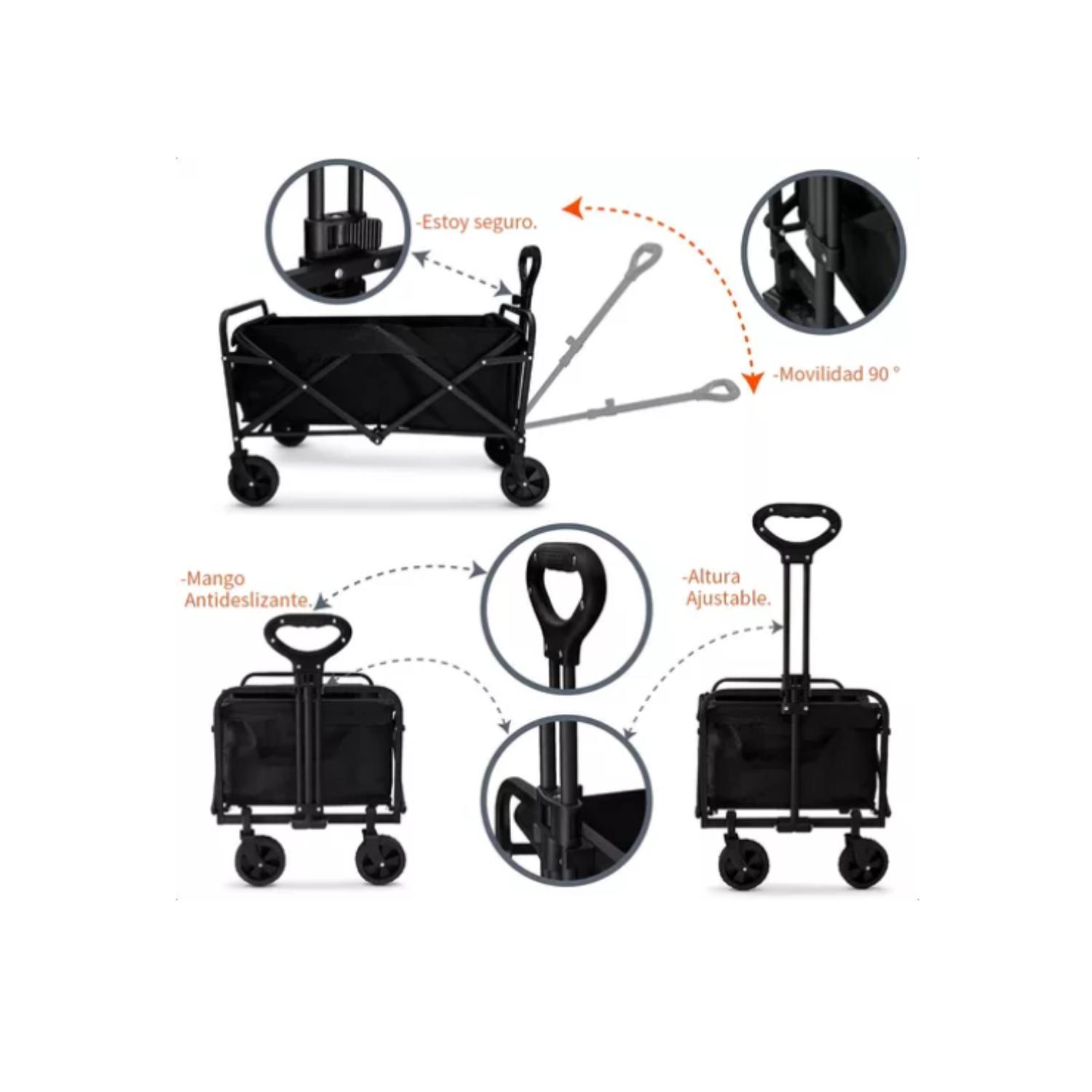 CARRITO ARRASTRE PARA COMPRAS PLEGABLE PARA CAMPING Y PICNIC - 8