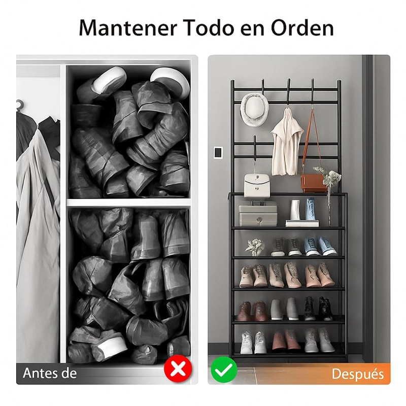 ORGANIZADOR CALZADO 5 NIVELES ZAPATERO PERCHERO BLANCO TAMAÑO ÚNICO NEGRO - 6