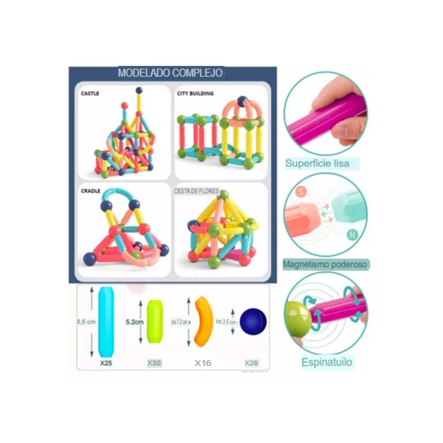 JUEGO DIDACTICO BLOQUES MAGNETICOS CONSTRUCCION 180PCS NIÑOS - 2