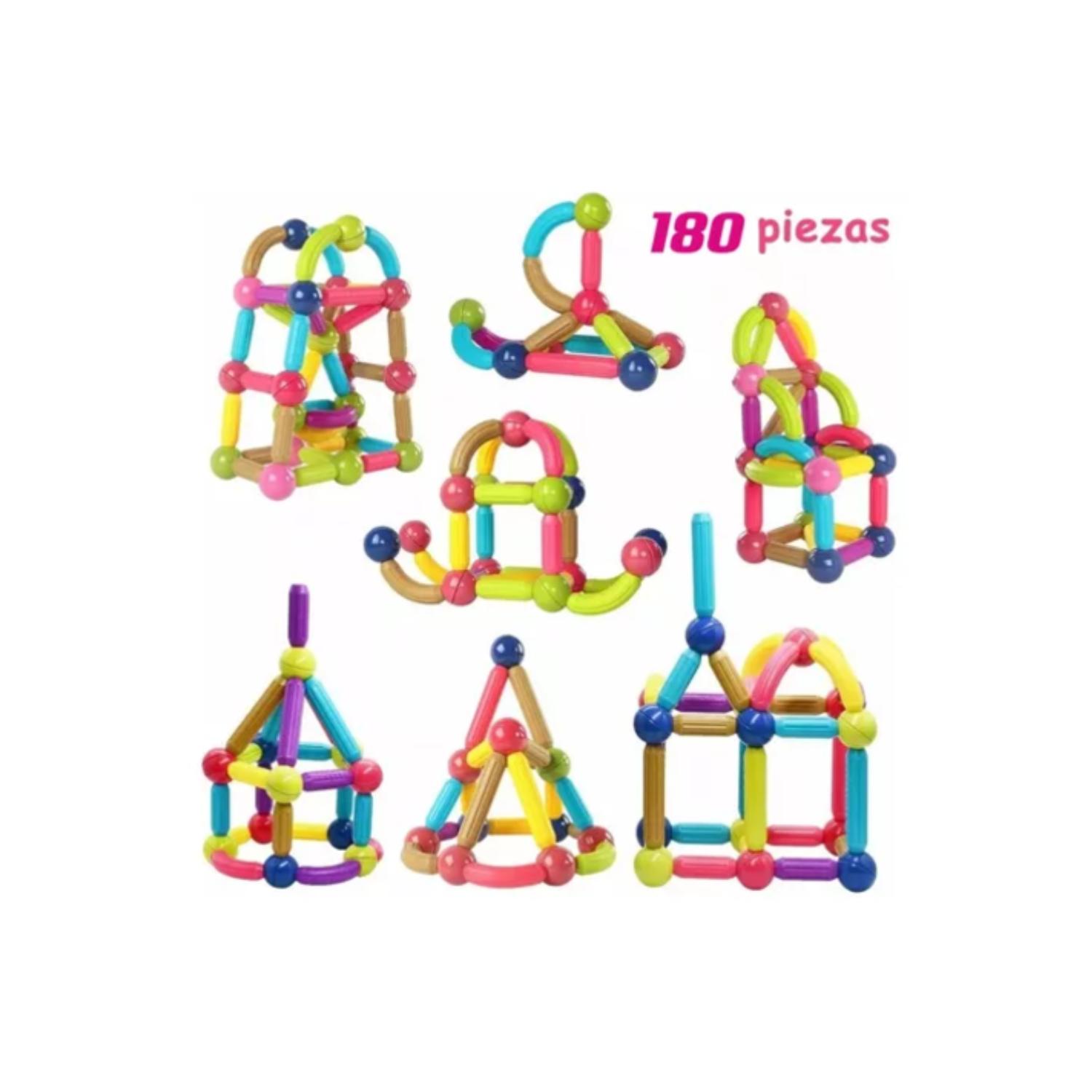 JUEGO DIDACTICO BLOQUES MAGNETICOS CONSTRUCCION 180PCS NIÑOS - 5