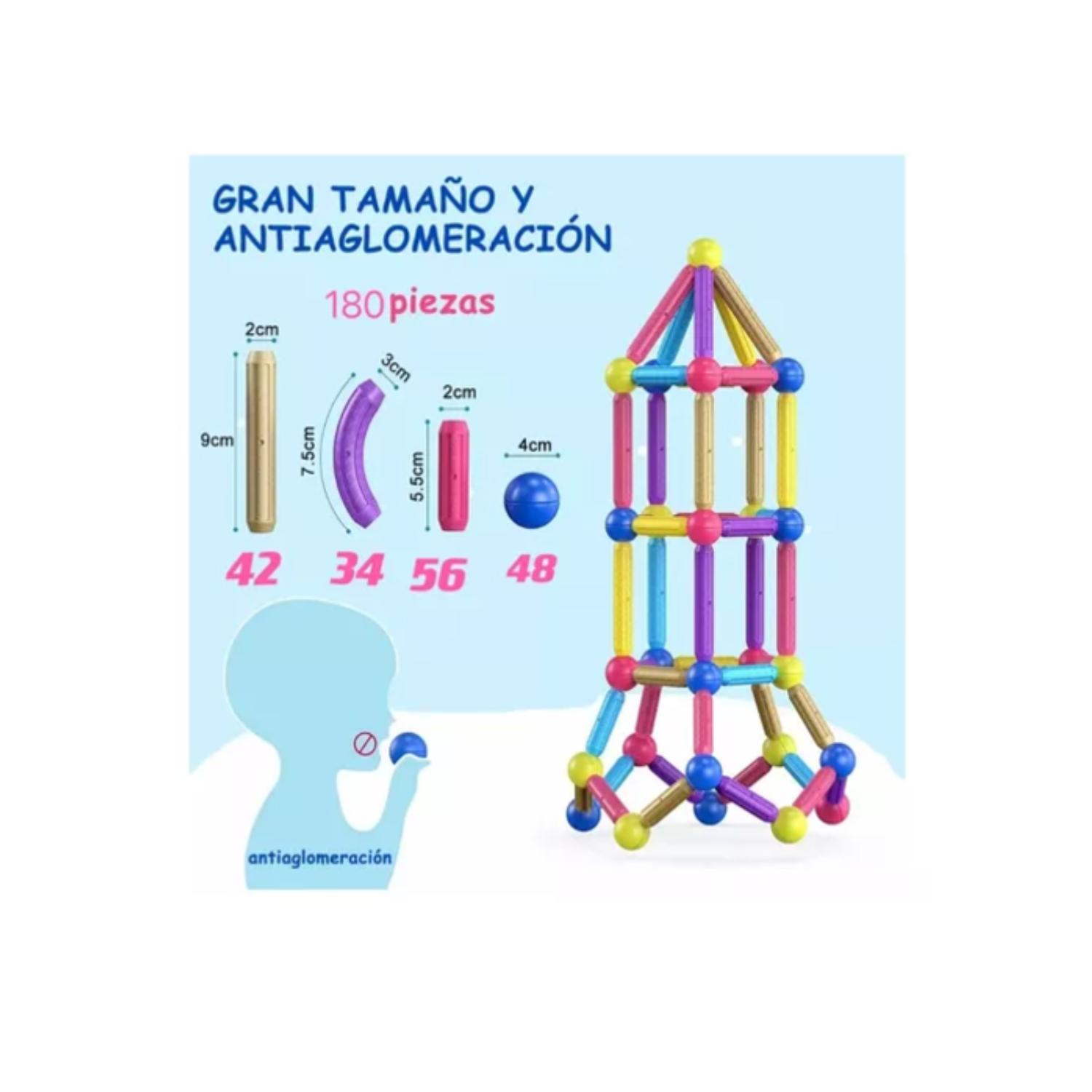 JUEGO DIDACTICO BLOQUES MAGNETICOS CONSTRUCCION 180PCS NIÑOS - 6
