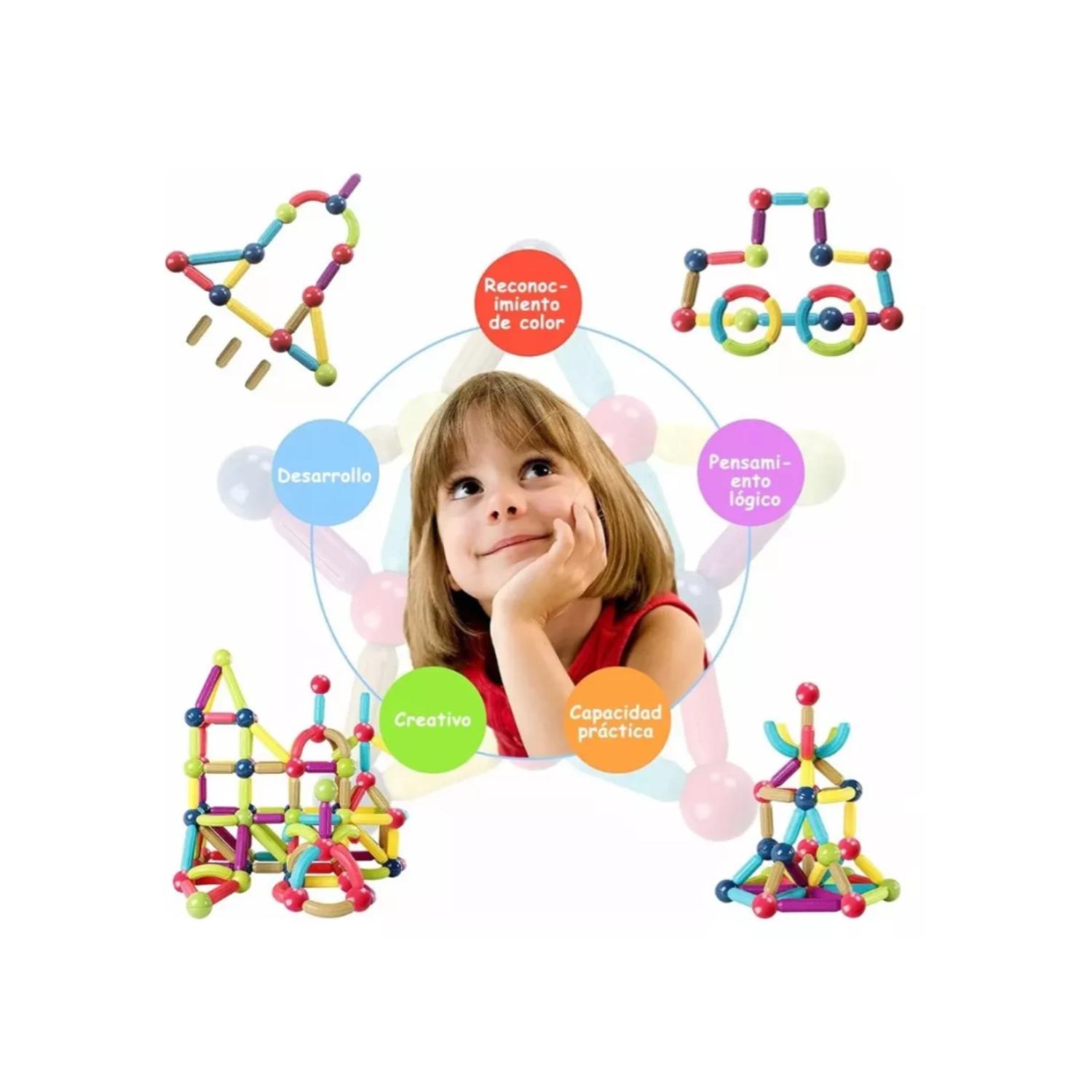 JUEGO DIDACTICO BLOQUES MAGNETICOS CONSTRUCCION 180PCS NIÑOS - 9