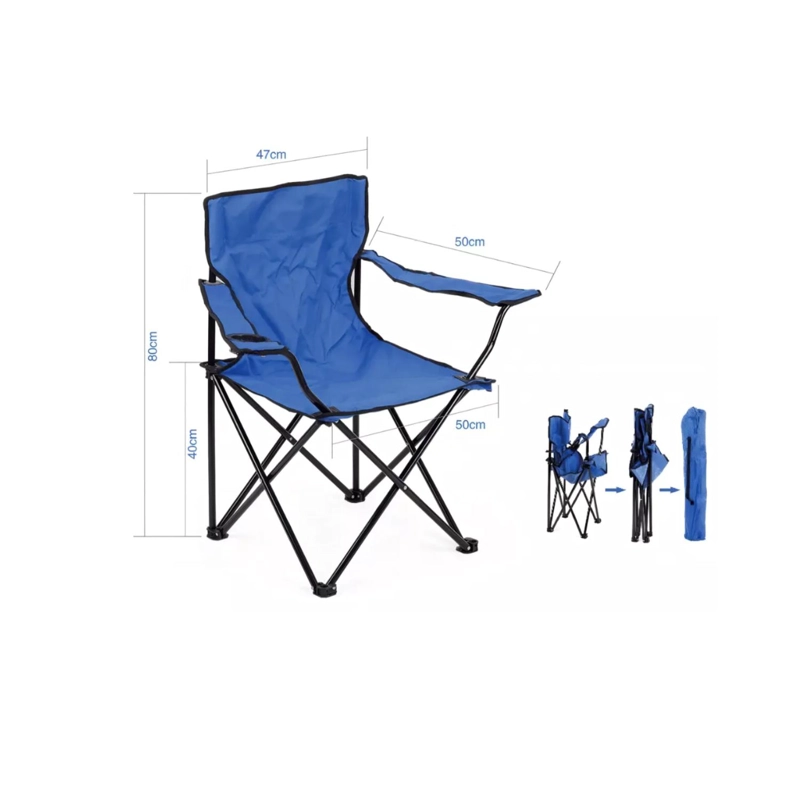 SILLA PLEGABLE DE PLAYA CAMPING PESCA PICNIC CON PORTA VASO - NEGRO - 2