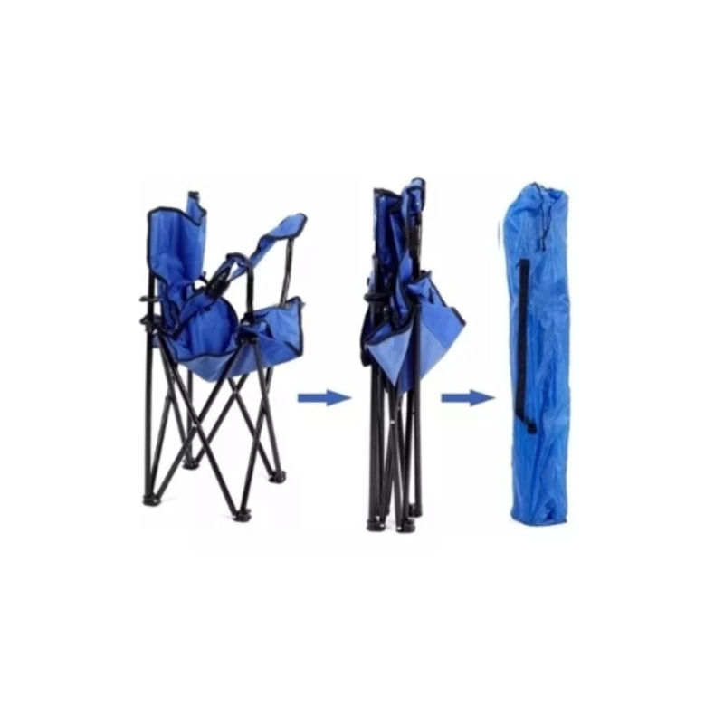 SILLA PLEGABLE DE PLAYA CAMPING PESCA PICNIC CON PORTA VASO - NEGRO - 3
