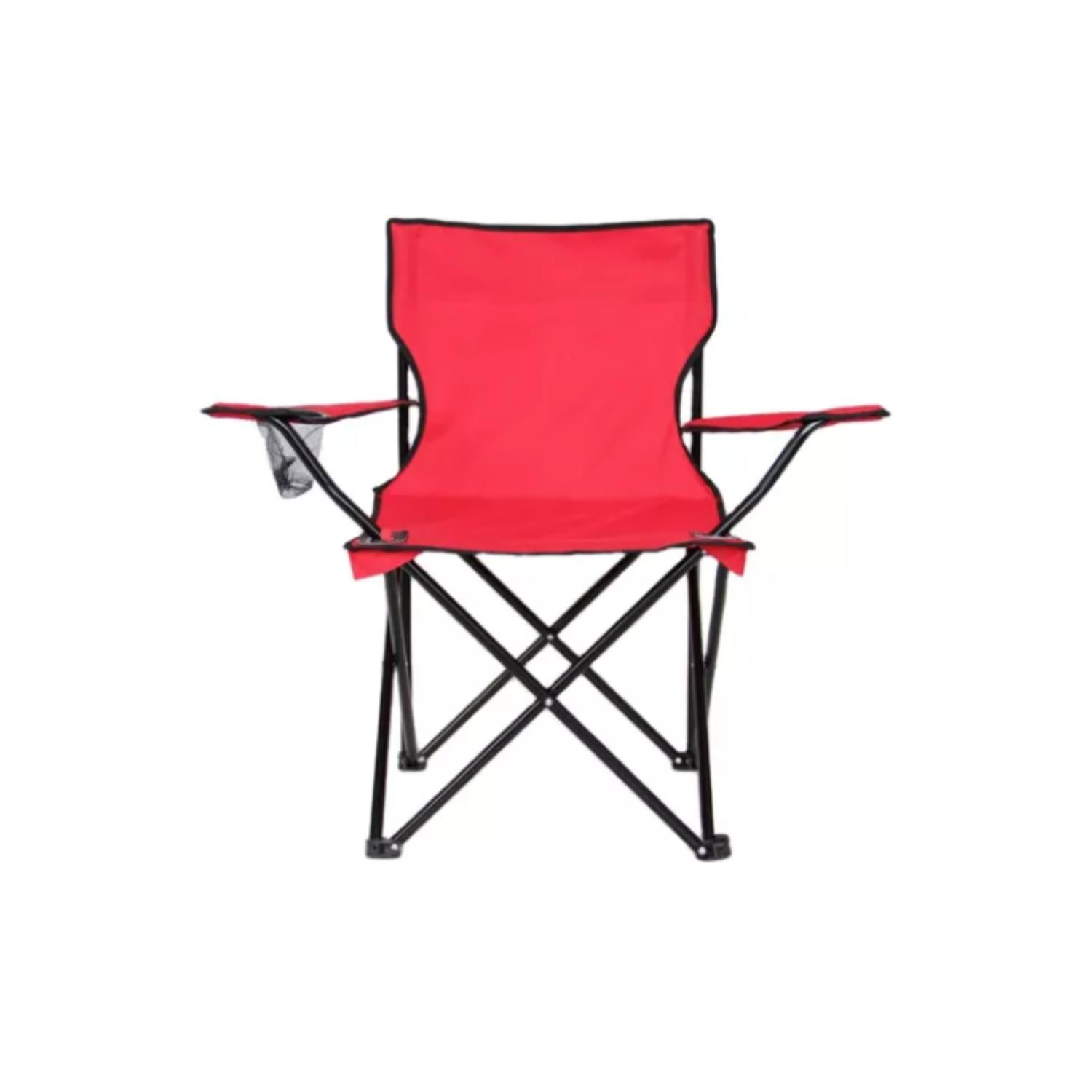 SILLA PLEGABLE DE PLAYA CAMPING PESCA PICNIC CON PORTA VASO - ROJO - 1