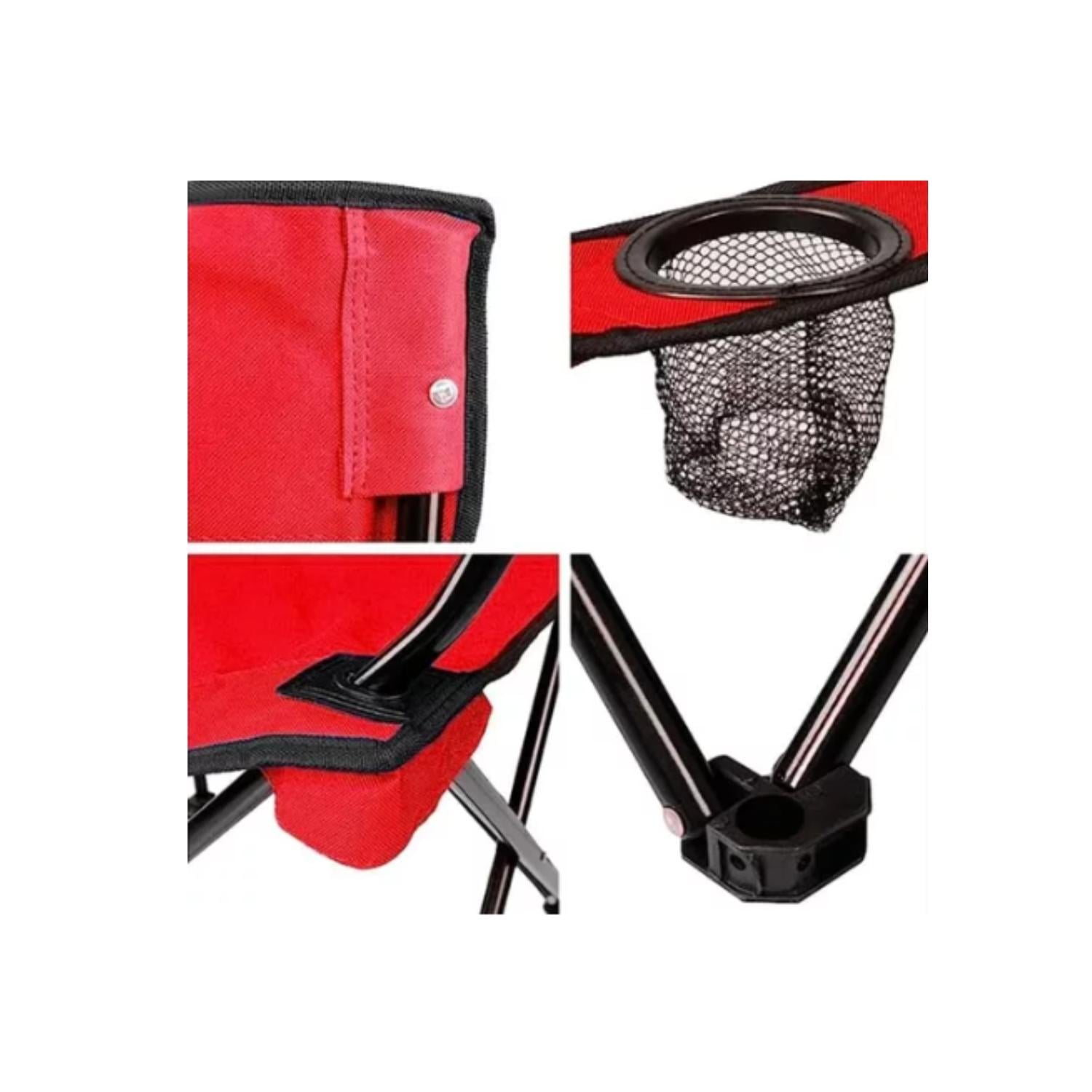 SILLA PLEGABLE DE PLAYA CAMPING PESCA PICNIC CON PORTA VASO - ROJO - 3