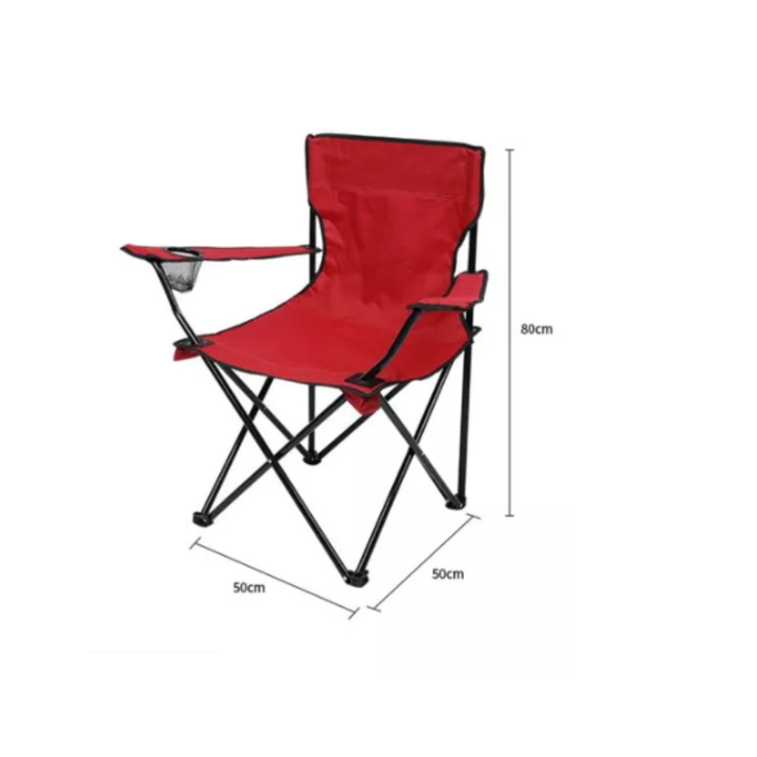 SILLA PLEGABLE DE PLAYA CAMPING PESCA PICNIC CON PORTA VASO - ROJO - 4