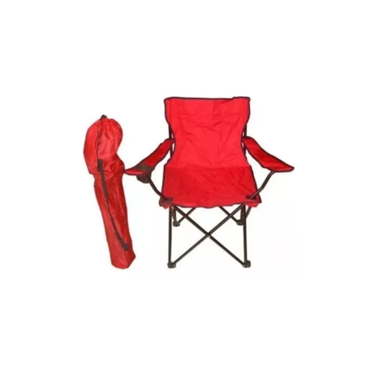 SILLA PLEGABLE DE PLAYA CAMPING PESCA PICNIC CON PORTA VASO - ROJO - 5