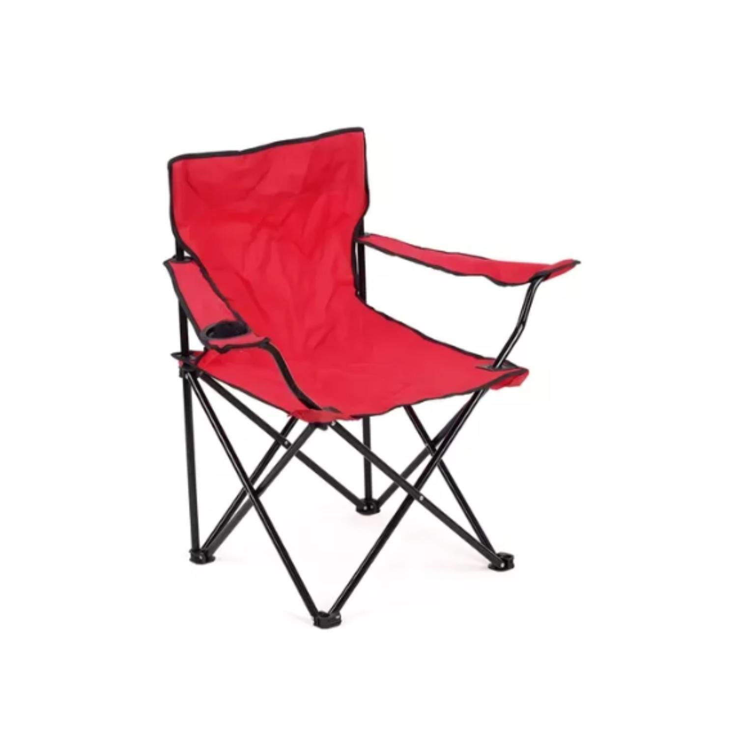 SILLA PLEGABLE DE PLAYA CAMPING PESCA PICNIC CON PORTA VASO - ROJO - 6