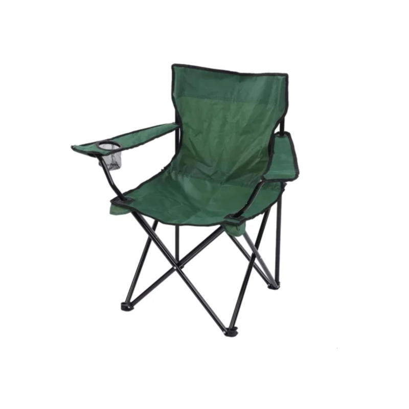 SILLA PLEGABLE DE PLAYA CAMPING PESCA PICNIC CON PORTA VASO - VERDE OSCURO - 1