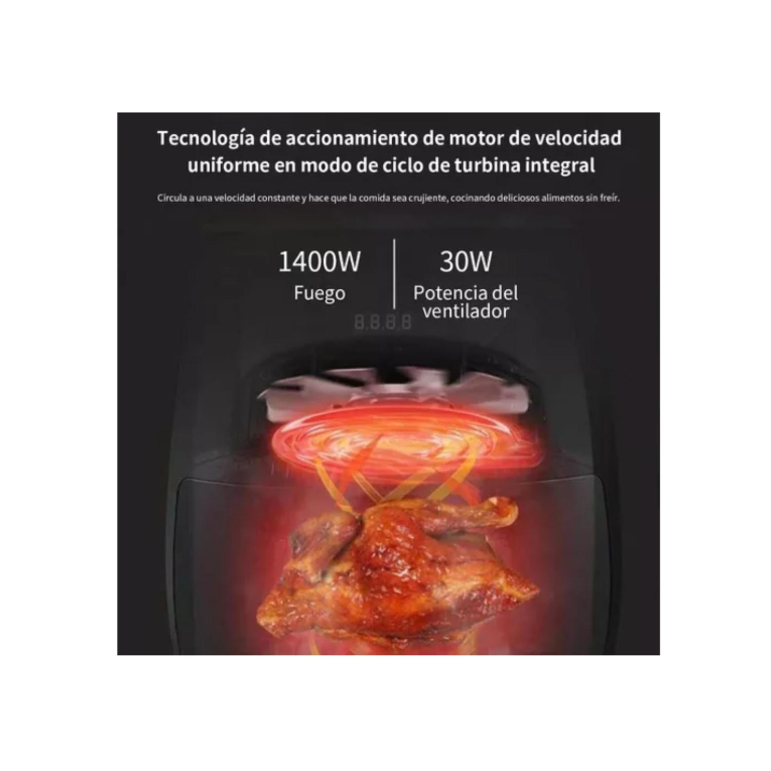 FREIDORA DE AIRE 6 LITROS PANTALLA TÁCTIL MODERNA ELÉCTRICA - NEGRO - 9