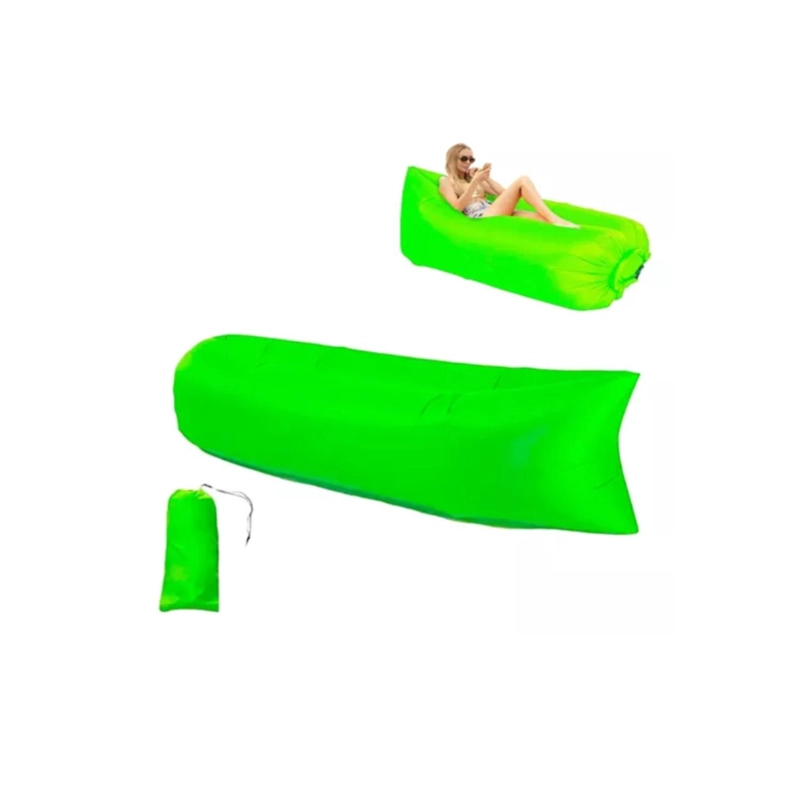 SOFA SILLON INFLABLE TUMBONA COJIN BANANO CAMPING AIRE PLAYA - VERDE - 1
