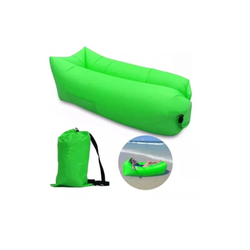 SOFA SILLON INFLABLE TUMBONA COJIN BANANO CAMPING AIRE PLAYA - VERDE - 2