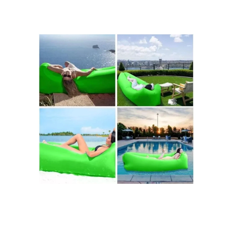 SOFA SILLON INFLABLE TUMBONA COJIN BANANO CAMPING AIRE PLAYA - VERDE - 3
