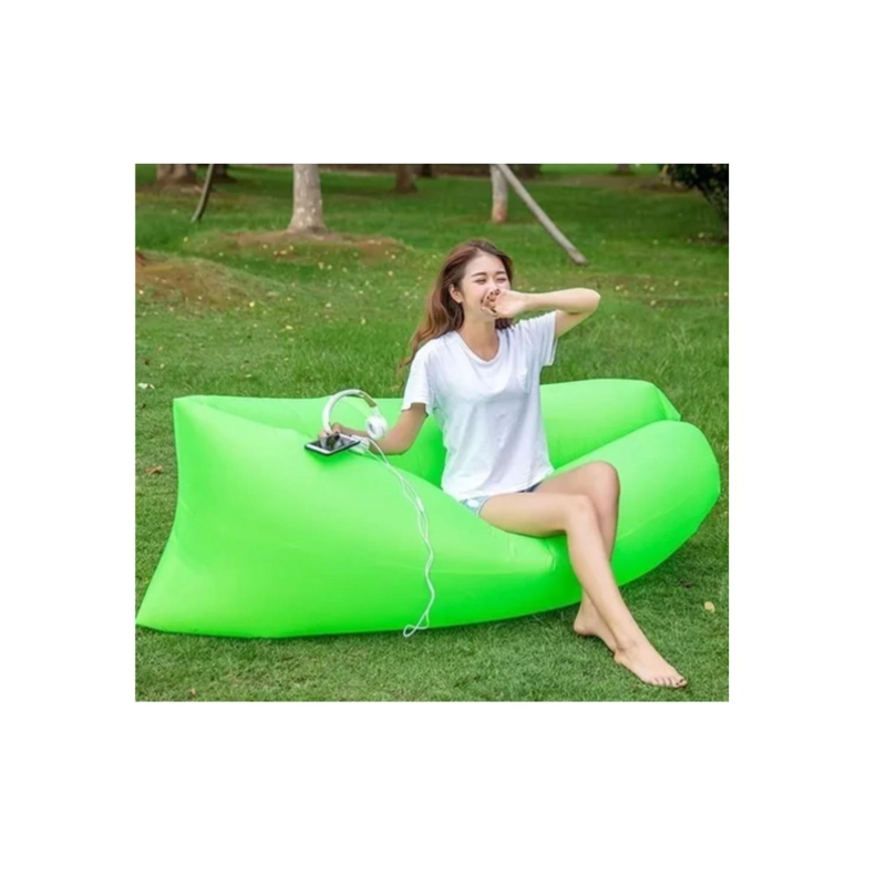 SOFA SILLON INFLABLE TUMBONA COJIN BANANO CAMPING AIRE PLAYA - VERDE - 4