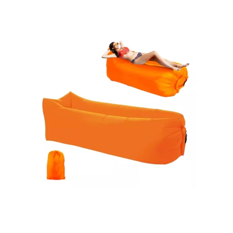 SOFA SILLON INFLABLE TUMBONA COJIN BANANO CAMPING AIRE PLAYA - ROJO - 1