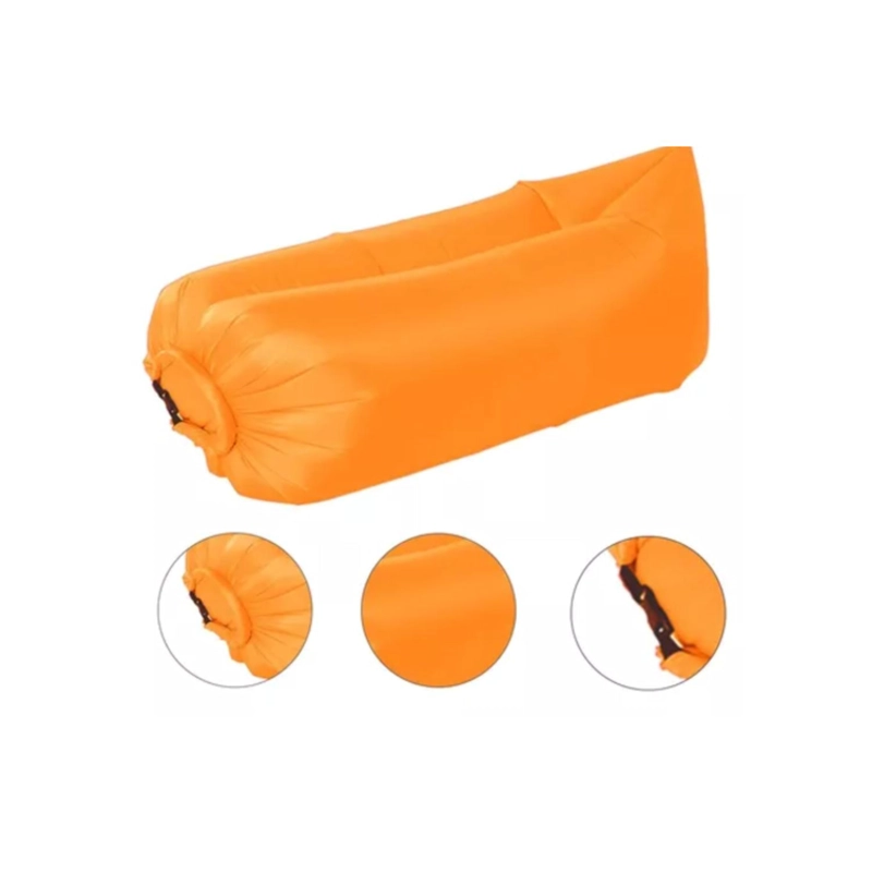 SOFA SILLON INFLABLE TUMBONA COJIN BANANO CAMPING AIRE PLAYA - ROJO - 2