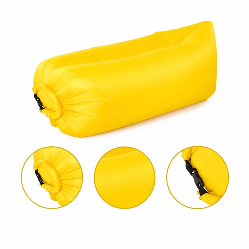 SOFA SILLON INFLABLE TUMBONA COJIN BANANO CAMPING AIRE PLAYA - ROJO - 3