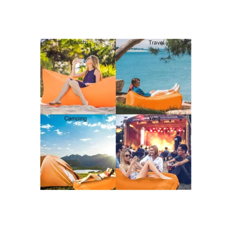 SOFA SILLON INFLABLE TUMBONA COJIN BANANO CAMPING AIRE PLAYA - ROJO - 4
