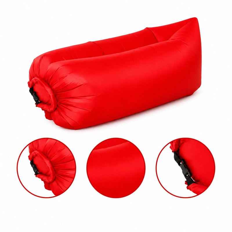 SOFA SILLON INFLABLE TUMBONA COJIN BANANO CAMPING AIRE PLAYA - ROJO - 4
