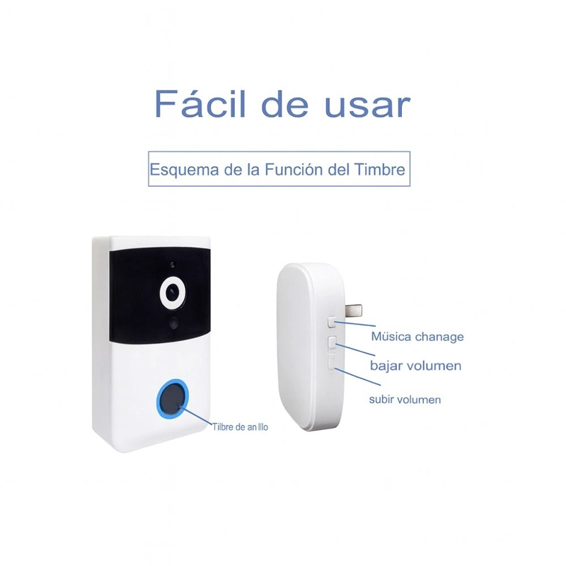 TIMBRE PUERTA INALAMBRICO WIFI CON CAMARA VISION NOCTURNA HD - 7