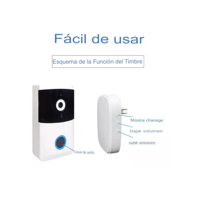 TIMBRE PUERTA INALAMBRICO WIFI CON CAMARA VISION NOCTURNA HD - 8