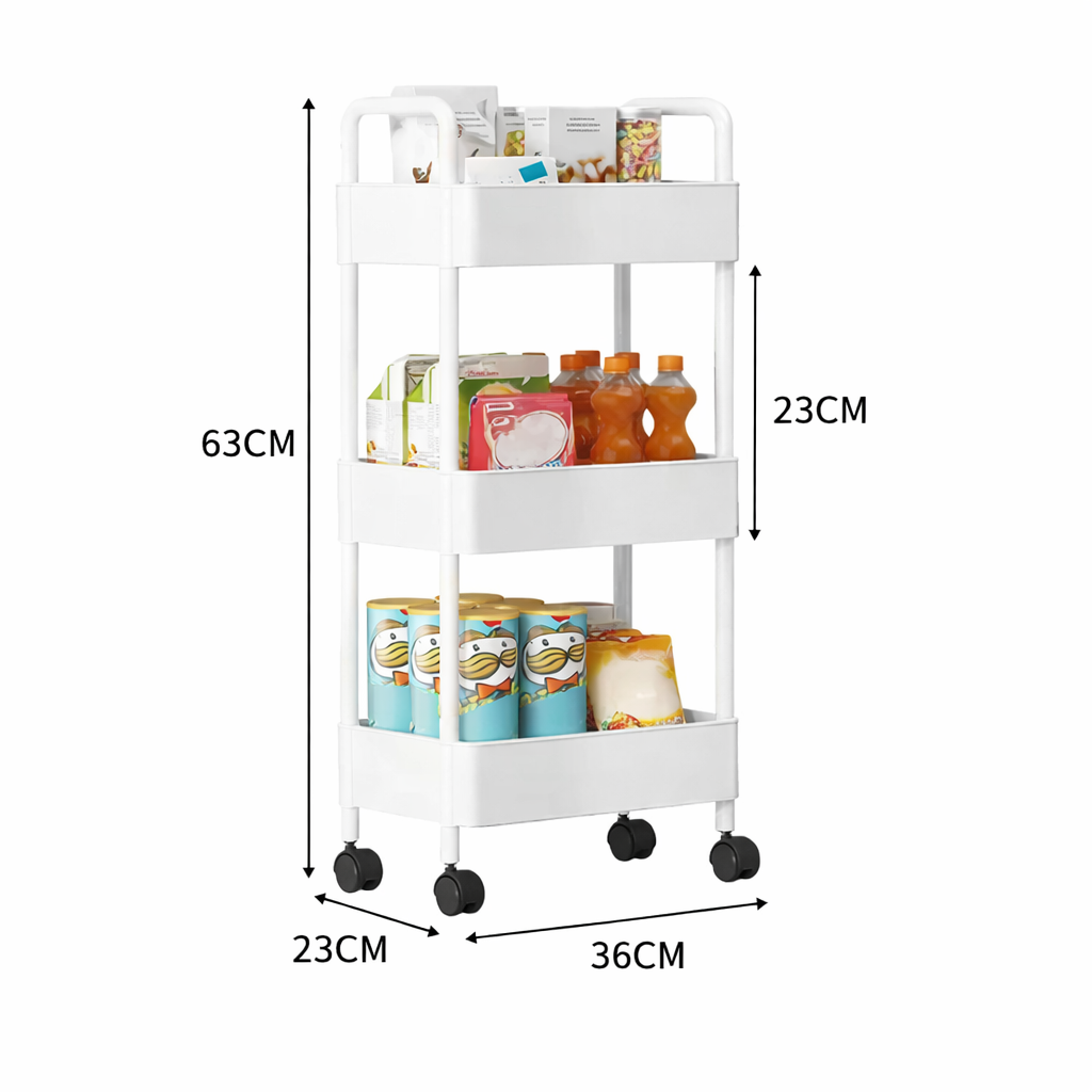 CARRO CARRITO ORGANIZADOR MULTIUSO 3 NIVELES ALMACENAMIENTO - BLANCO - 2
