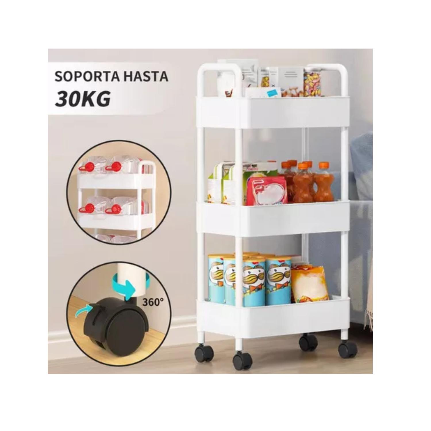 CARRO CARRITO ORGANIZADOR MULTIUSO 3 NIVELES ALMACENAMIENTO - BLANCO - 4