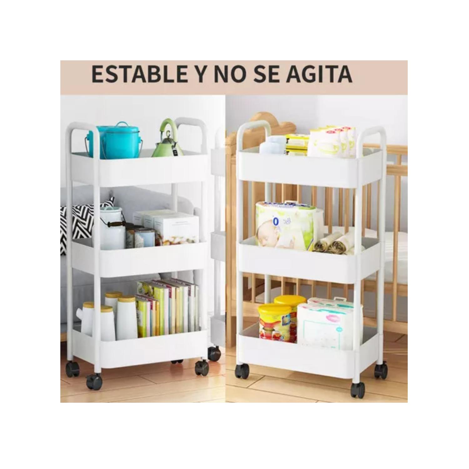 CARRO CARRITO ORGANIZADOR MULTIUSO 3 NIVELES ALMACENAMIENTO - BLANCO - 5