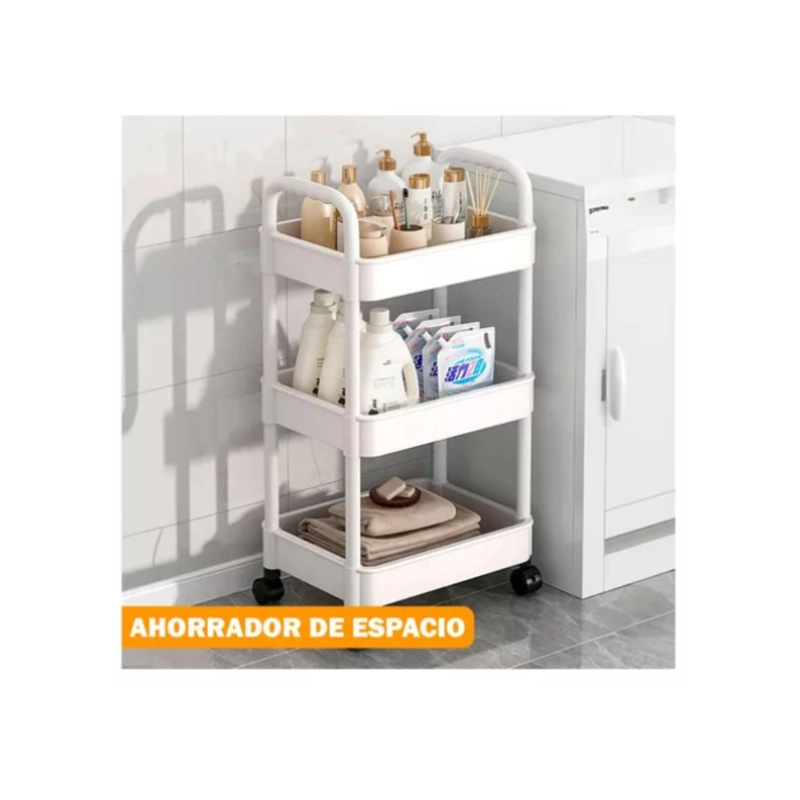 CARRO CARRITO ORGANIZADOR MULTIUSO 3 NIVELES ALMACENAMIENTO - BLANCO - 6