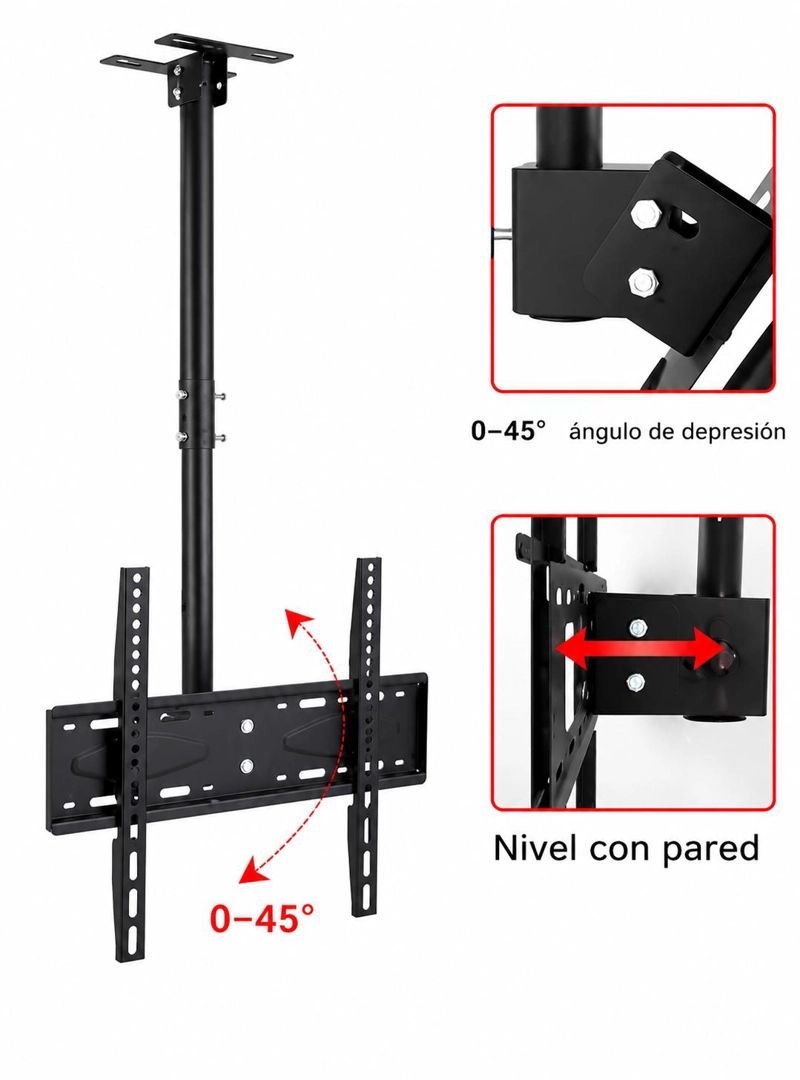 SOPORTE TV TECHO O PARED AJUSTABLE 26 A 60 ROTACIÓN 360° - 7