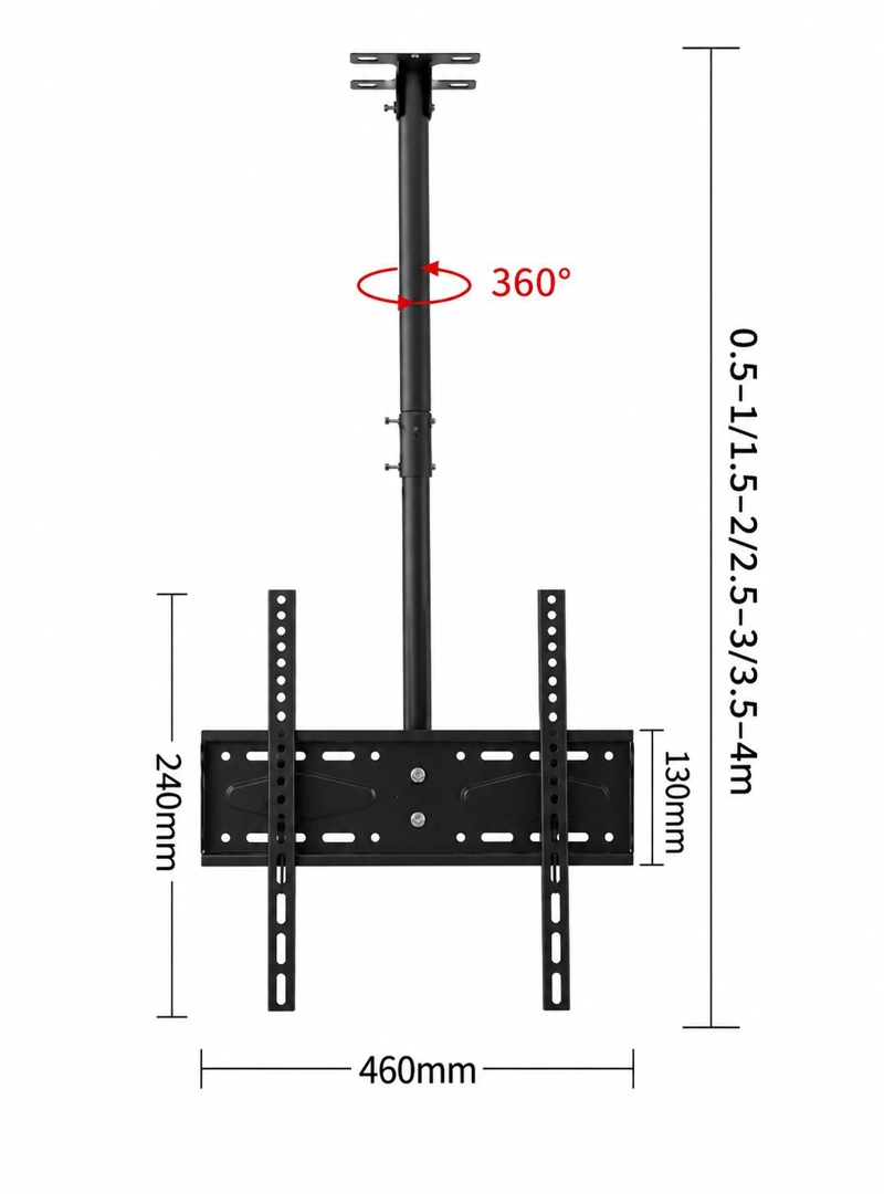 SOPORTE TV TECHO O PARED AJUSTABLE 26 A 60 ROTACIÓN 360° - 9