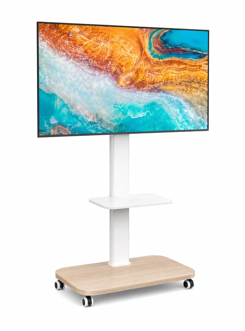 SOPORTE TV BASE RUEDAS TIPO PEDESTAL RACK 32 A 50" BLANCO - 1