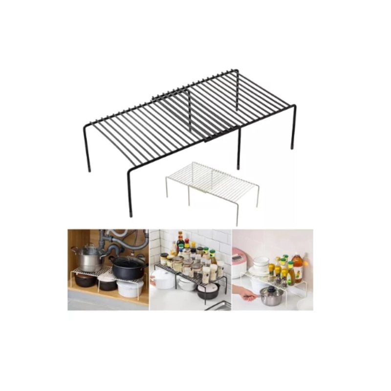 REPISA EXTENSIBLE DE HIERRO APILABLE ORGANIZADOR RACK COCINA - NEGRO - 2