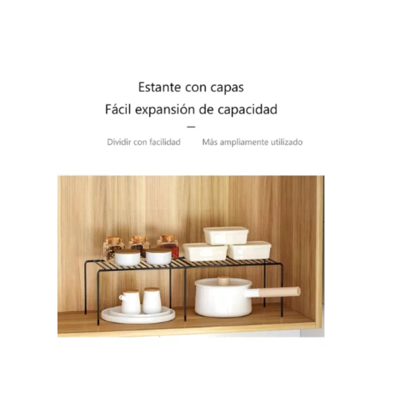 REPISA EXTENSIBLE DE HIERRO APILABLE ORGANIZADOR RACK COCINA - NEGRO - 3