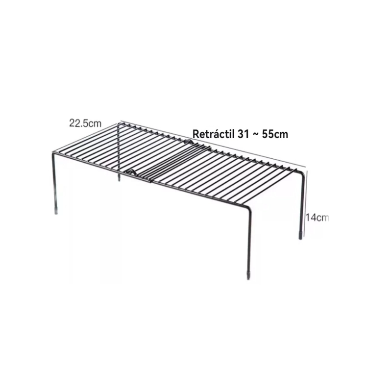 REPISA EXTENSIBLE DE HIERRO APILABLE ORGANIZADOR RACK COCINA - NEGRO - 4