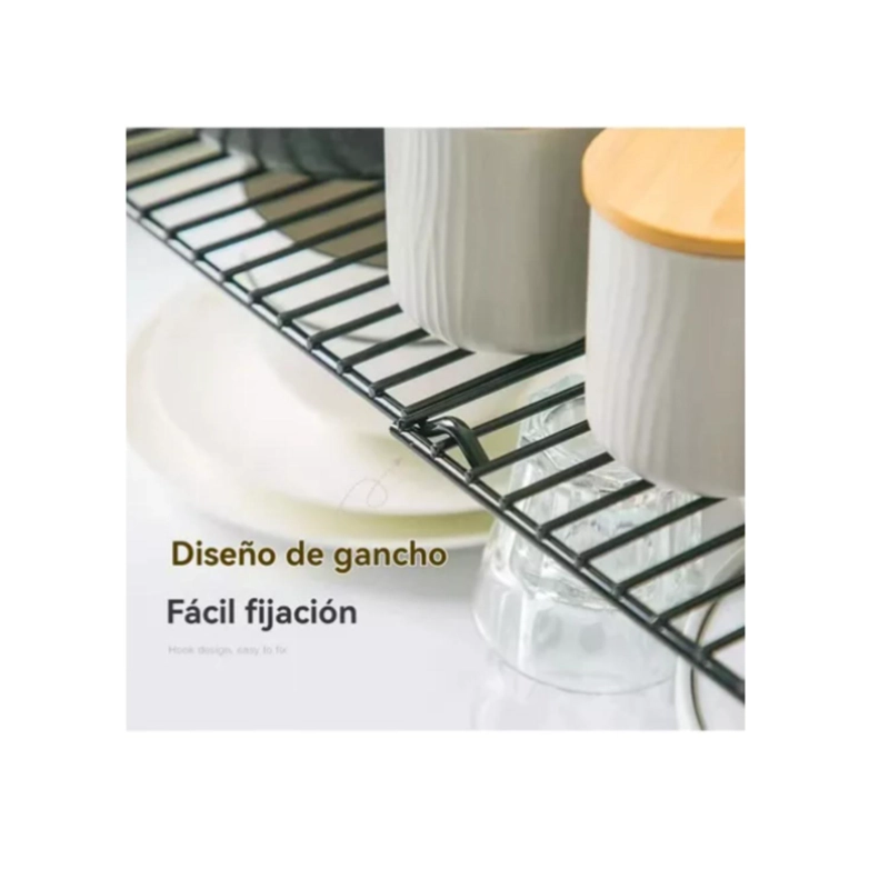 REPISA EXTENSIBLE DE HIERRO APILABLE ORGANIZADOR RACK COCINA - NEGRO - 7