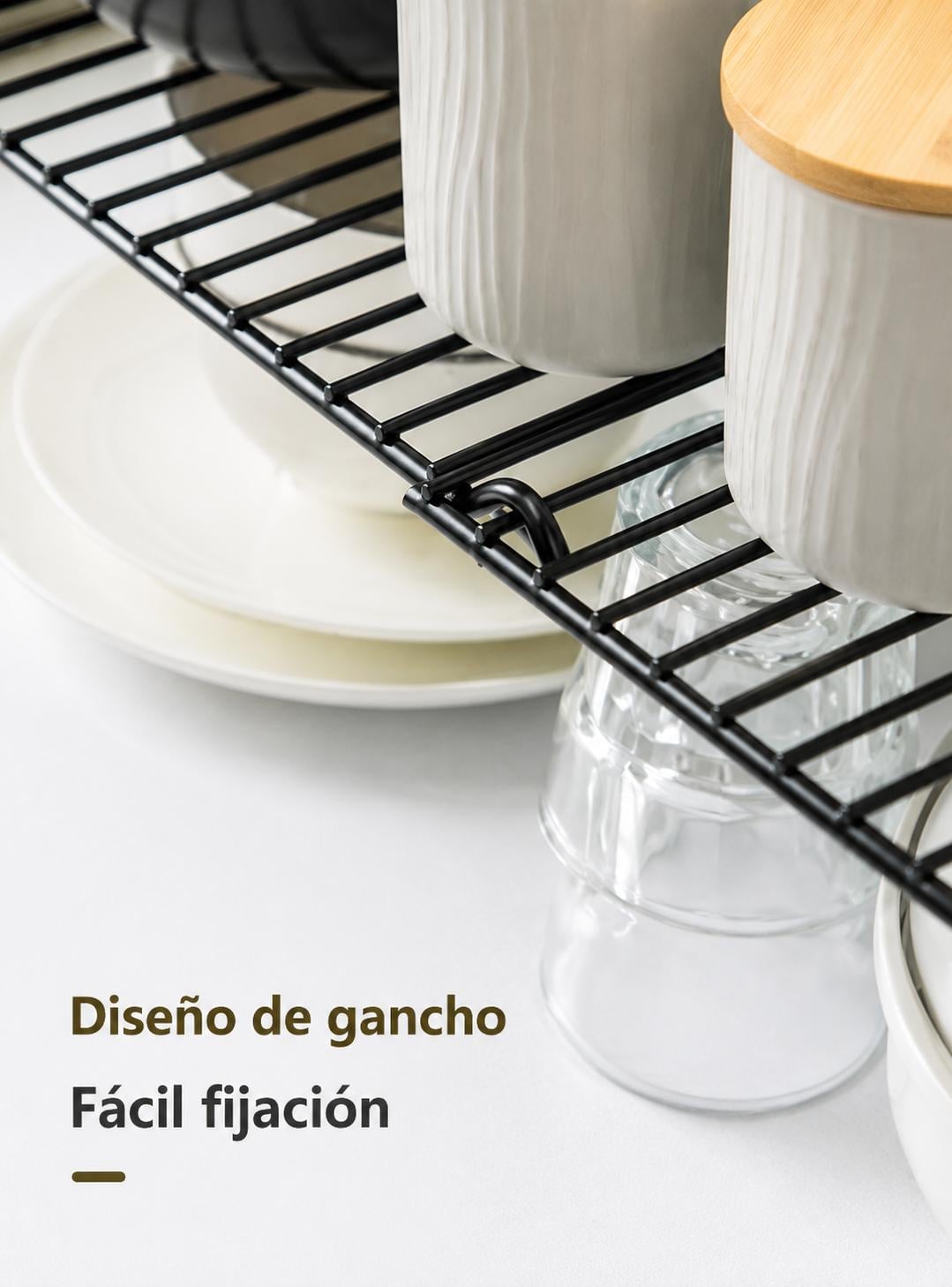 REPISA EXTENSIBLE DE HIERRO APILABLE ORGANIZADOR RACK COCINA - NEGRO - 8