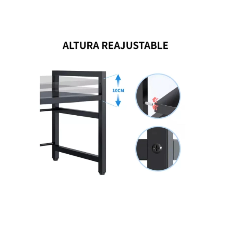 ESTANTE REPISA RACK EXTENSIBLE MICROONDAS COCINA GANCHOS - NEGRO - 3
