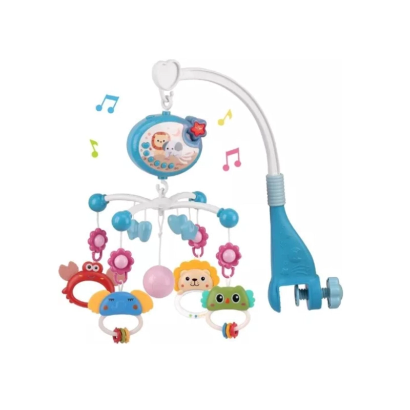 MOVIL DE BEBE SONAJERO MUSICAL GIRATORIO 360° CUNA Y COCHE - ROSA - 1