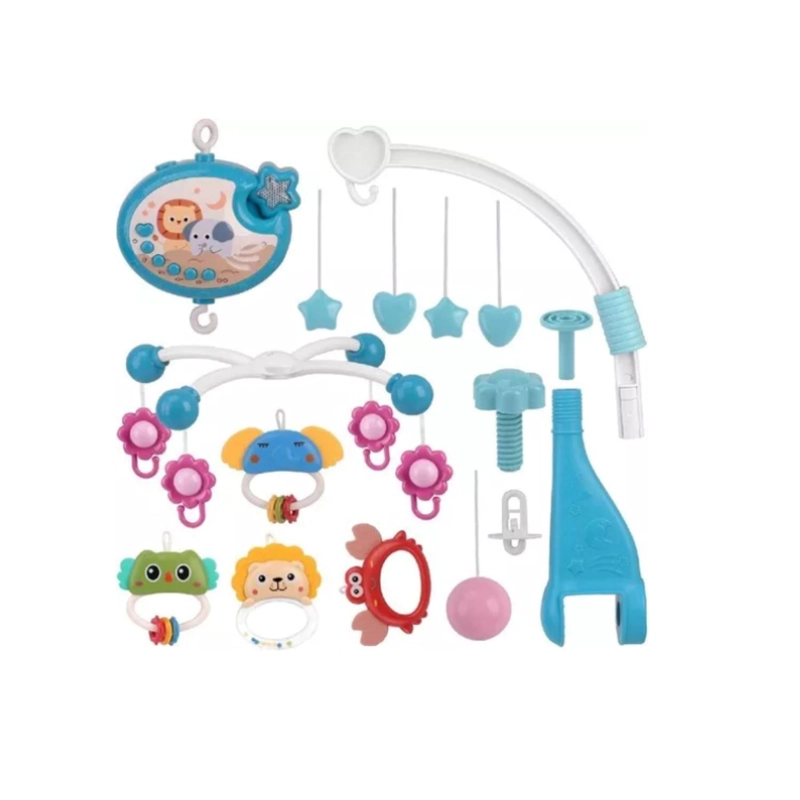 MOVIL DE BEBE SONAJERO MUSICAL GIRATORIO 360° CUNA Y COCHE - ROSA - 6