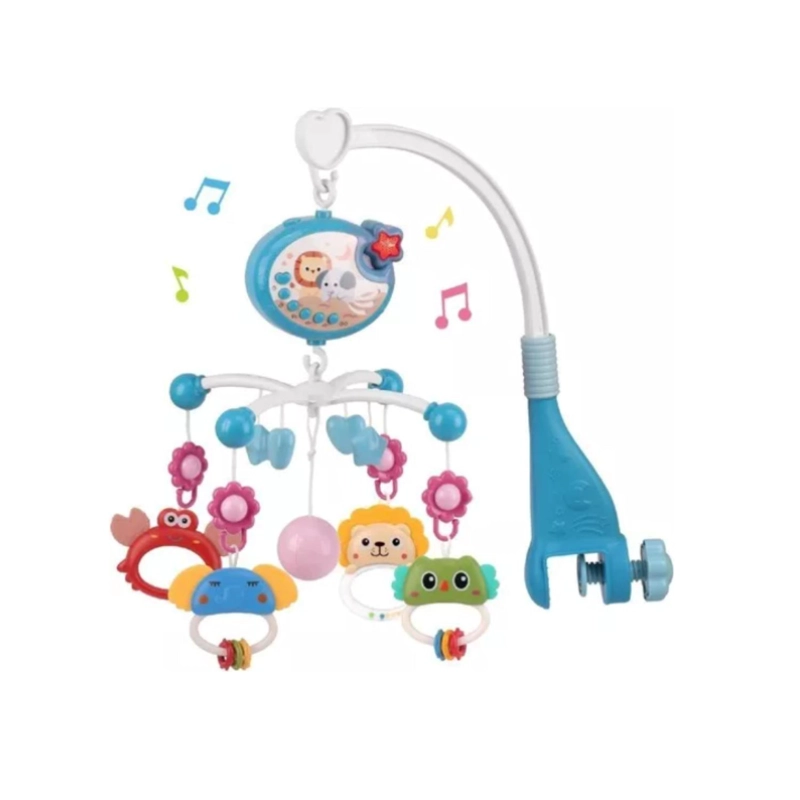 MOVIL DE BEBE SONAJERO MUSICAL GIRATORIO 360° CUNA Y COCHE - ROSA - 7