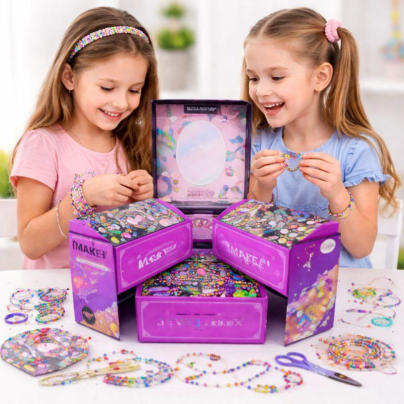 KIT PARA CREAR PULSERAS ARMAR COLLARES ANILLOS NIÑAS 5000PCS - 2