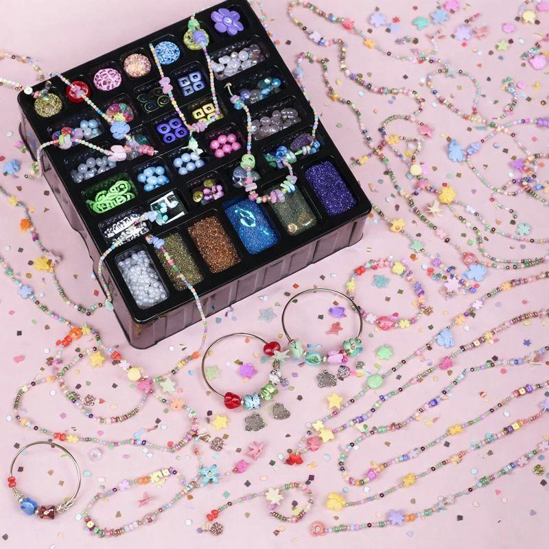 KIT PARA CREAR PULSERAS ARMAR COLLARES ANILLOS NIÑAS 5000PCS - 3