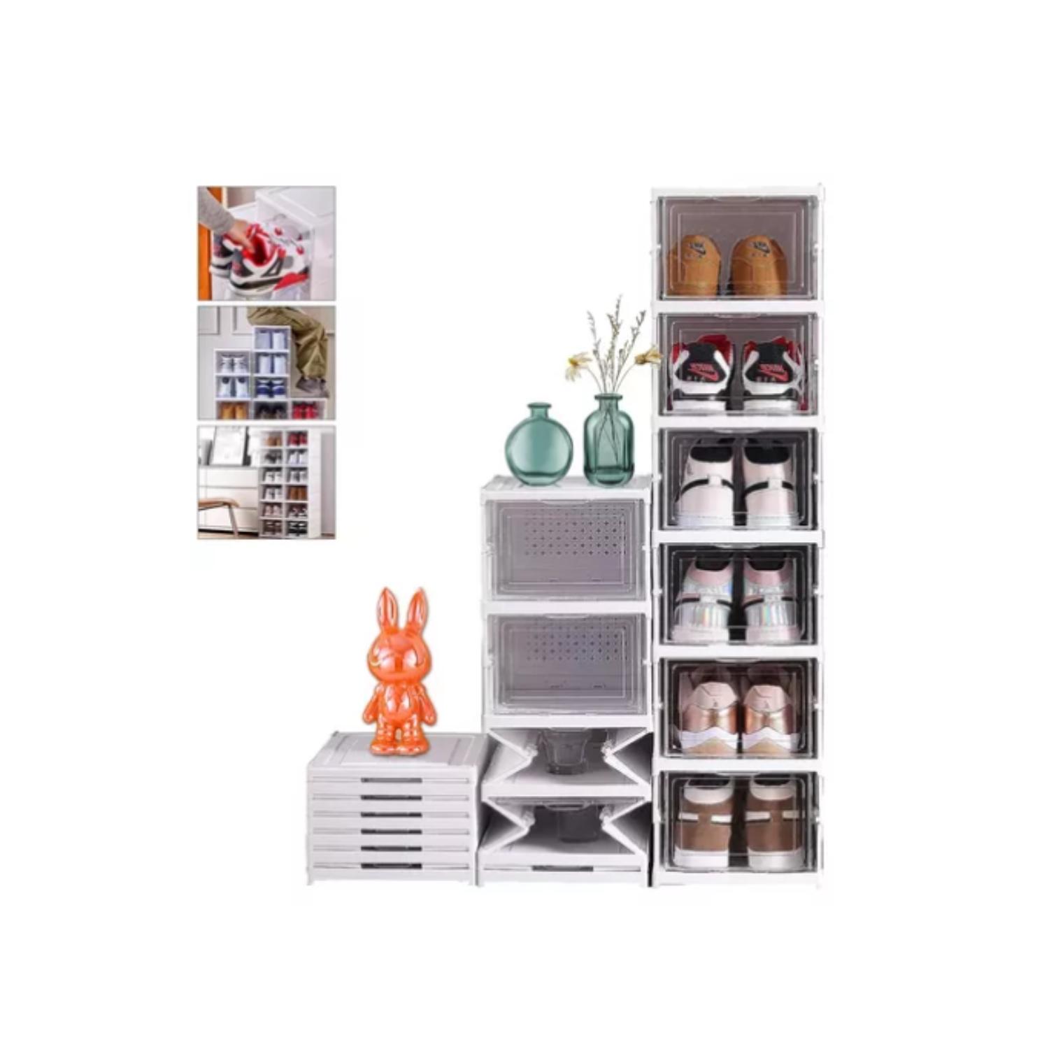 ZAPATERA PLEGABLE CAJAS ORGANIZADORAS 6 NIVELES TRANSPARENTE - BLANCO - 1