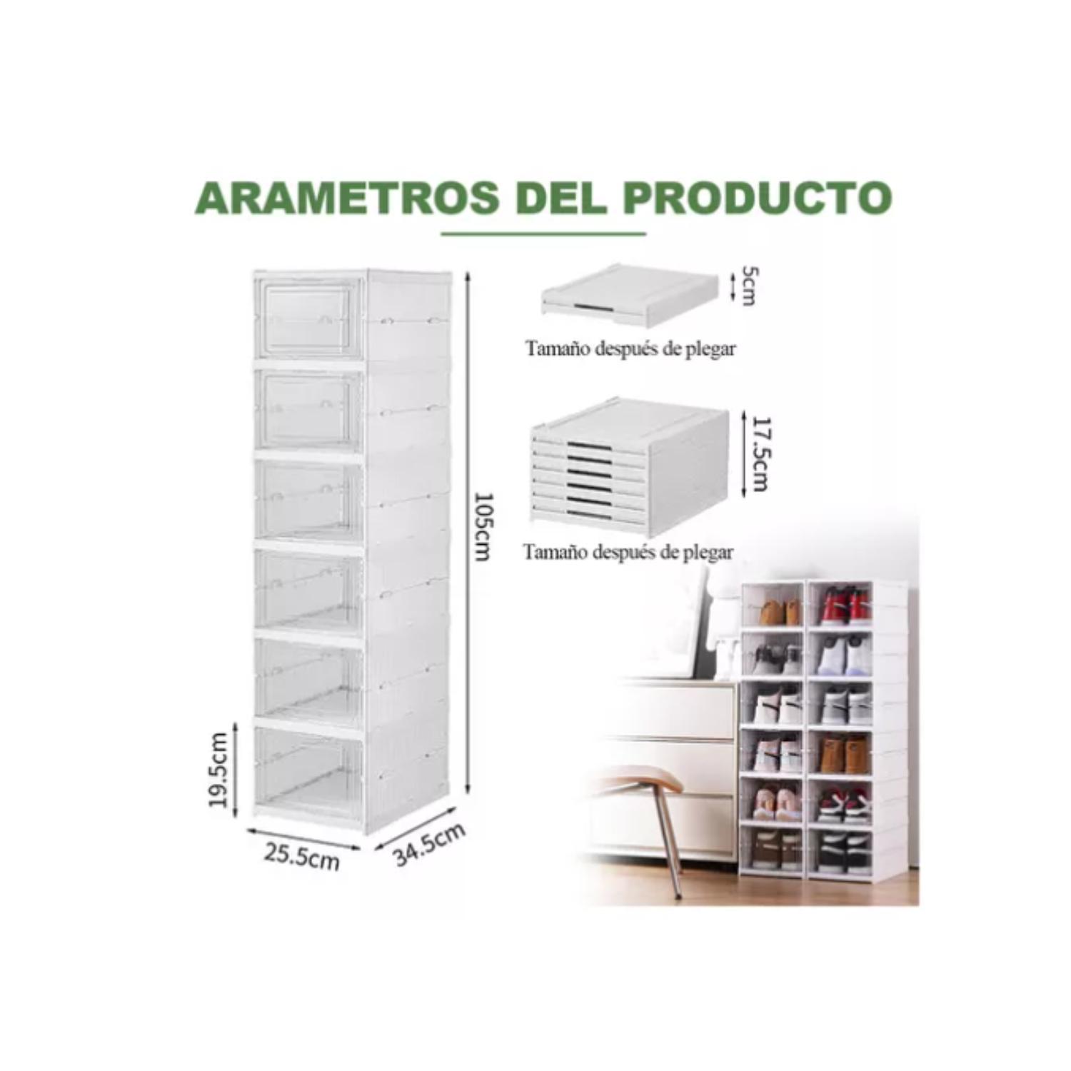 ZAPATERA PLEGABLE CAJAS ORGANIZADORAS 6 NIVELES TRANSPARENTE - BLANCO - 2
