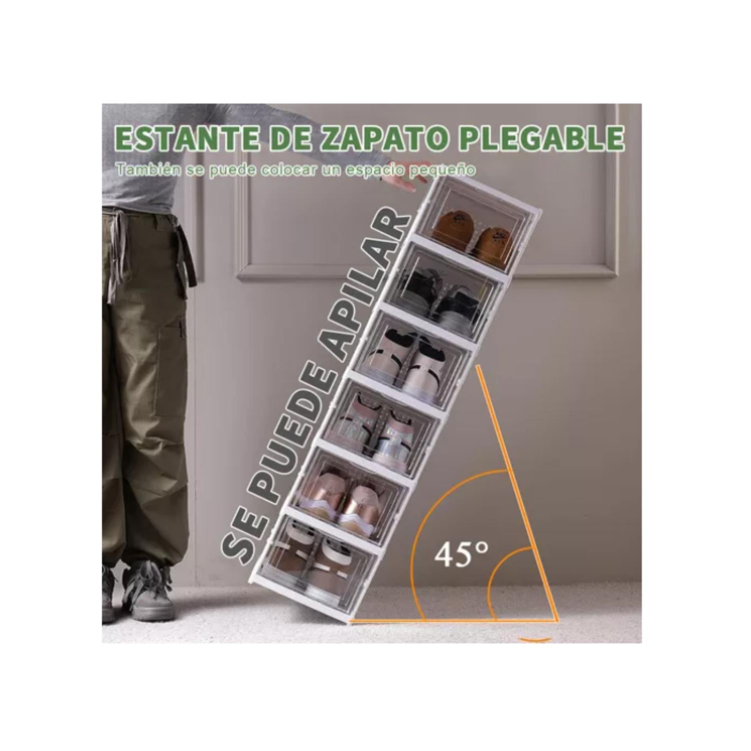 ZAPATERA PLEGABLE CAJAS ORGANIZADORAS 6 NIVELES TRANSPARENTE - BLANCO - 6